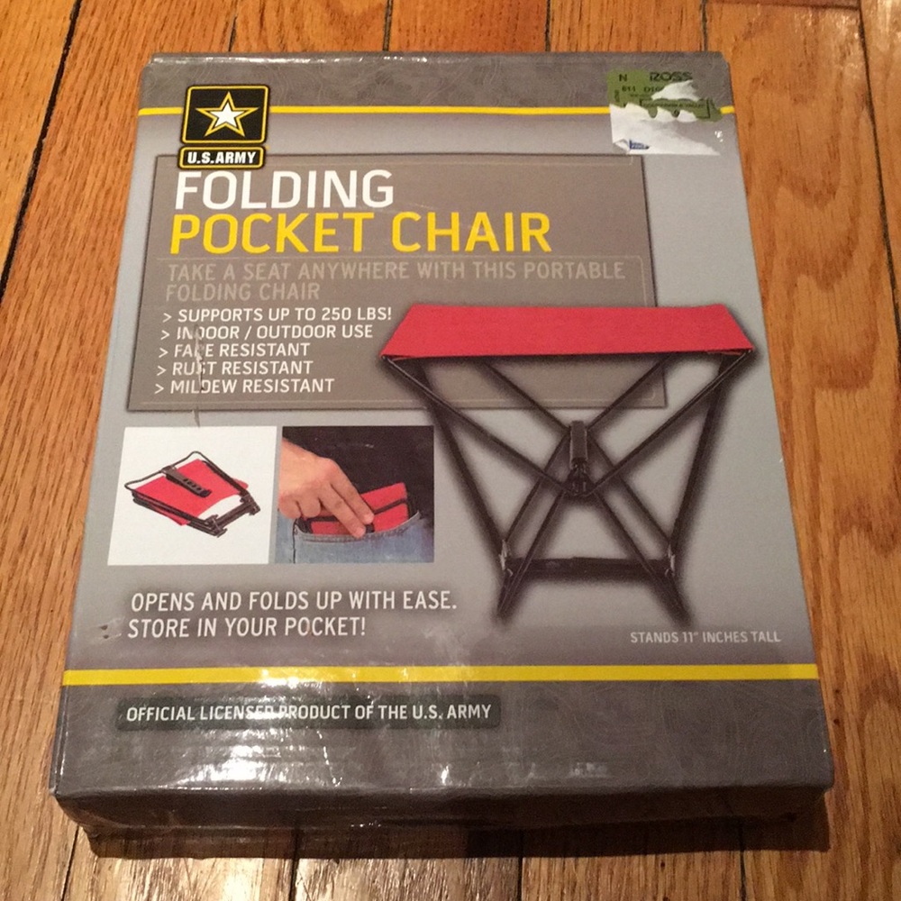 Brand New Folding Pocket Chair- Red